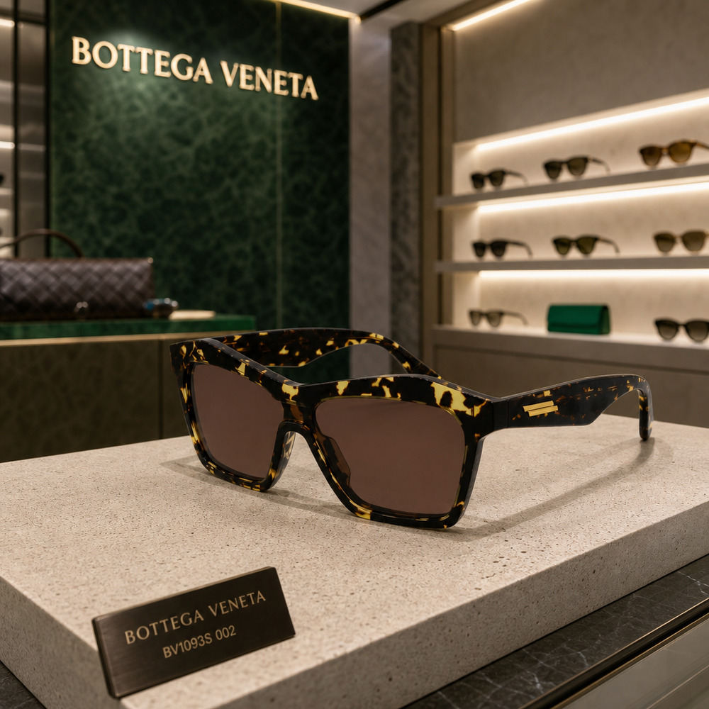 Bottega Veneta Minimalist Geometric Sunglasses Havana Tortoise Brown BV1093S NEW